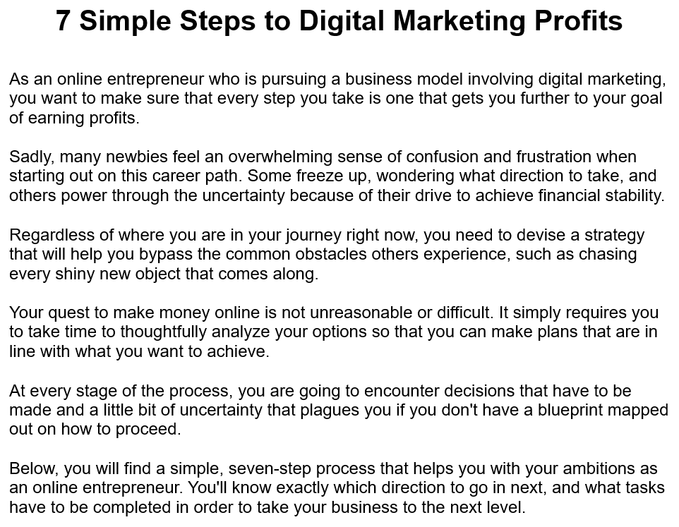 7 Simple Steps To Digital Marketing Profits Limited Plr Plr Launch