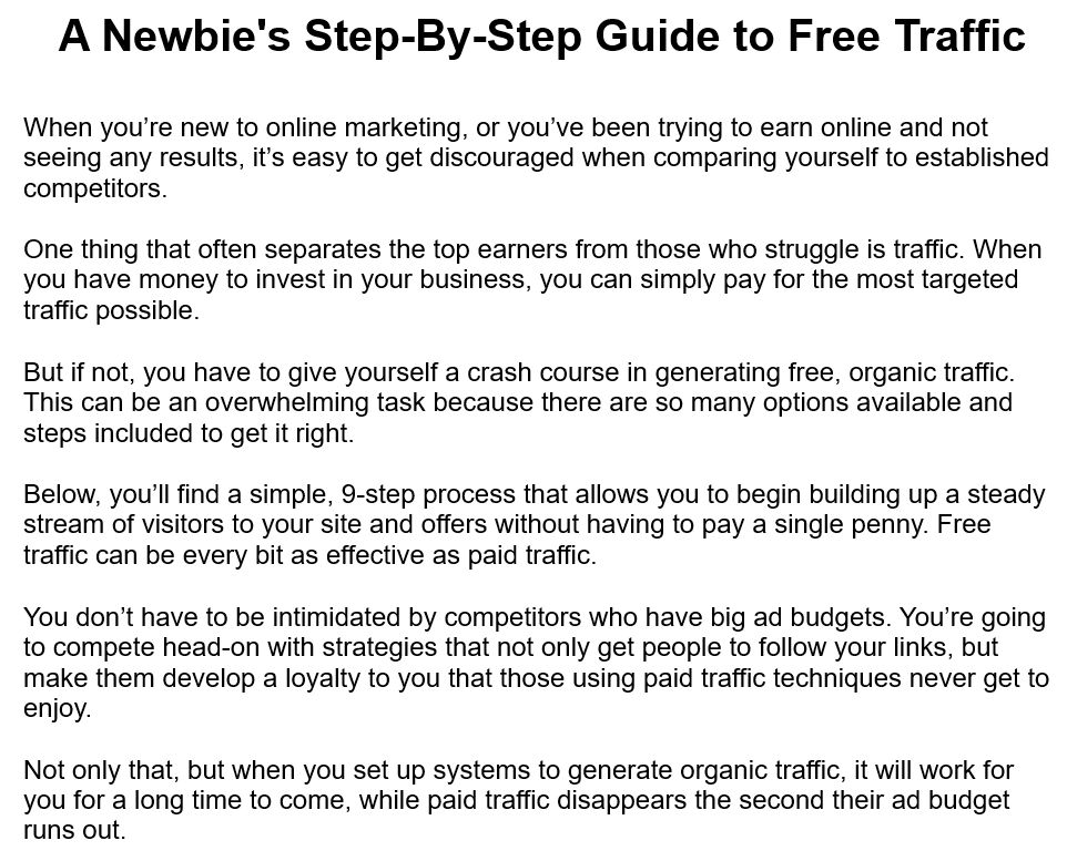 A Newbie’s StepByStep Guide to Free Traffic Limited PLR PLR Launch